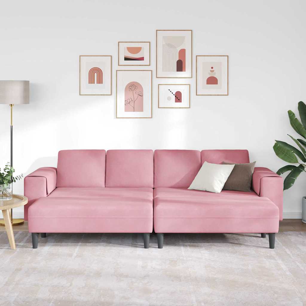 Sofa Set Pink Velvet